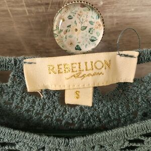 Rebellion Denim Small Green Crochet Top
